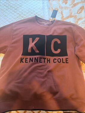 Kenneth Cole Men's Rust Brick Crewneck Sweatshirt with Black Logo